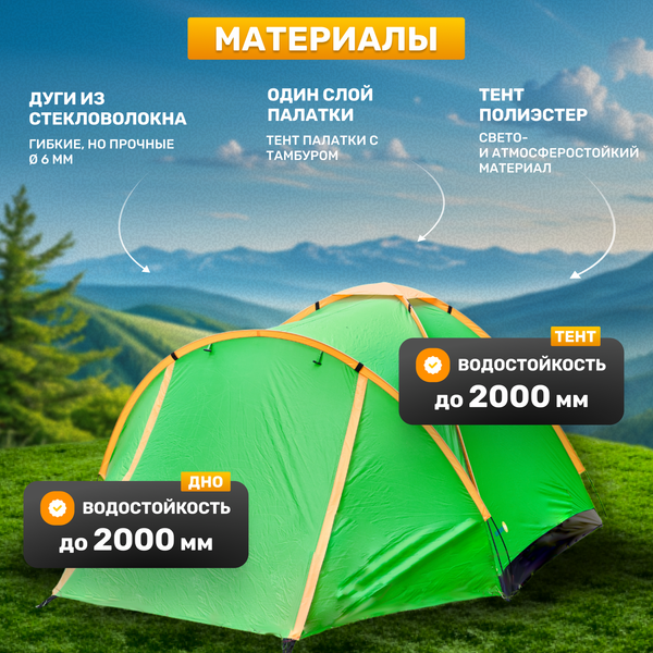 Изображение товара Палатка Sundays Camp 4 ZC-TT042-4 (зеленый/оранжевый)