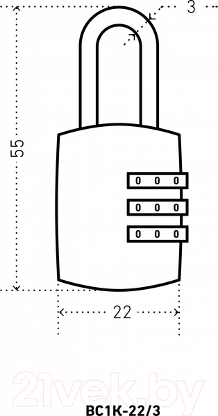 Изображение товара Замок для чемодана Аллюр ВС1К-22/3 кодовый / НА816 (черный)
