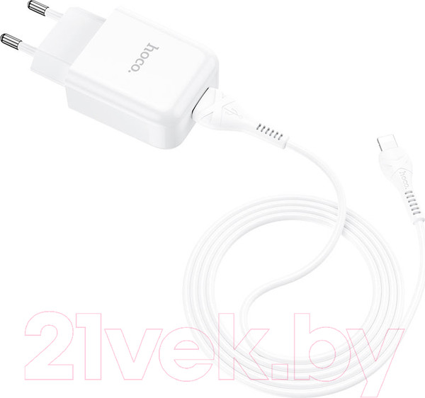 Изображение товара Зарядное устройство сетевое Hoco N2 + кабель AM-8pin Lightning / 6931474728838 (белый)