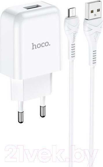 Изображение товара Зарядное устройство сетевое Hoco N2 + кабель AM-MicroBM / 6931474728852 (белый)