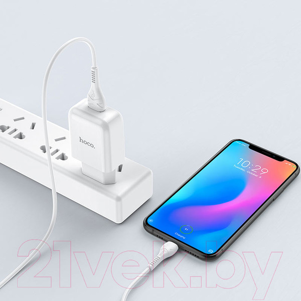 Изображение товара Зарядное устройство сетевое Hoco N2 + кабель AM-Type-C / 6931474728876 (белый)
