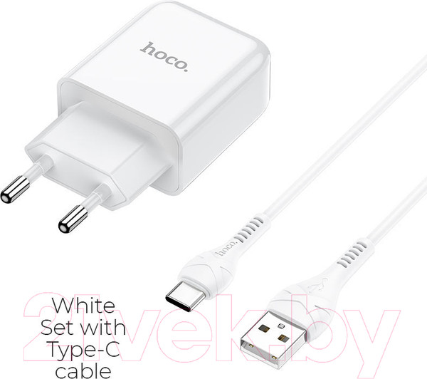 Изображение товара Зарядное устройство сетевое Hoco N2 + кабель AM-Type-C / 6931474728876 (белый)
