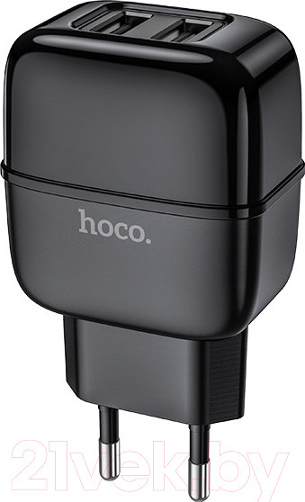 Изображение товара Зарядное устройство сетевое Hoco C77A + кабель AM-8pin Lightning / 6931474723567 (черный)