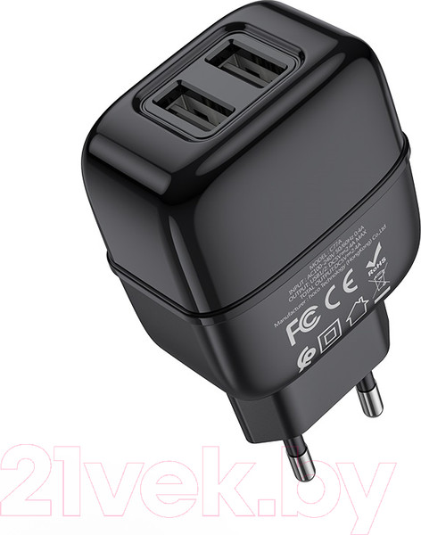 Изображение товара Зарядное устройство сетевое Hoco C77A + кабель AM-8pin Lightning / 6931474723567 (черный)