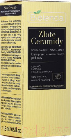 Изображение товара Крем для век Bielenda Golden Ceramides Разглаживающий и увлажняющий против морщин (15мл)