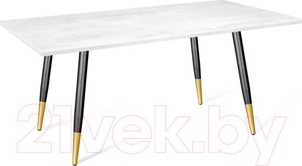 Изображение товара Обеденный стол Sheffilton SHT-TU14/120/80 МДФ (черный муар/золото/белый шагрень)