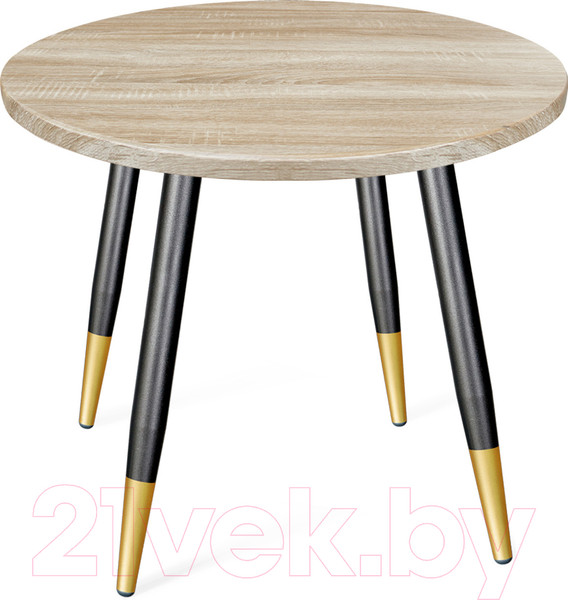 Изображение товара Обеденный стол Sheffilton SHT-TU14/80 МДФ (черный муар/золотой/дуб сонома светлый)