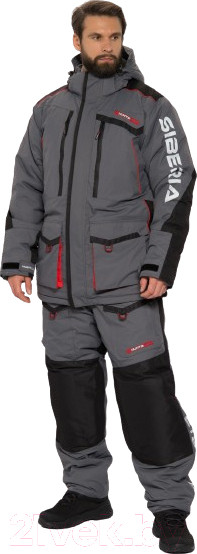 Изображение товара Костюм для охоты и рыбалки Huntsman Siberia 3959 (серый/черный 48-50/188)