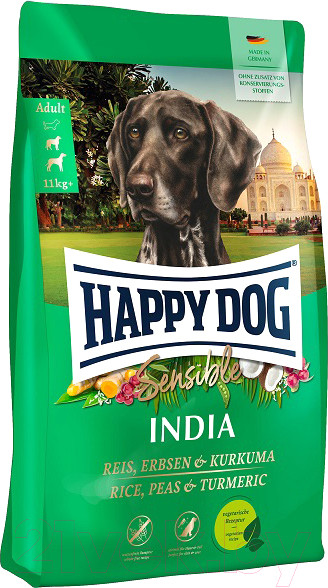 Изображение товара Сухой корм для собак Happy Dog Sensible India Рис, горох и куркума / 60961 (10кг)