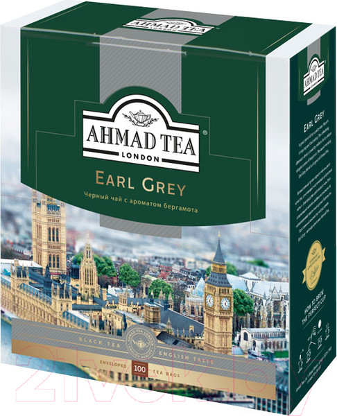 Изображение товара Чай пакетированный Ahmad Tea Earl Grey с ароматом бергамота / 0002107010 (100пак)