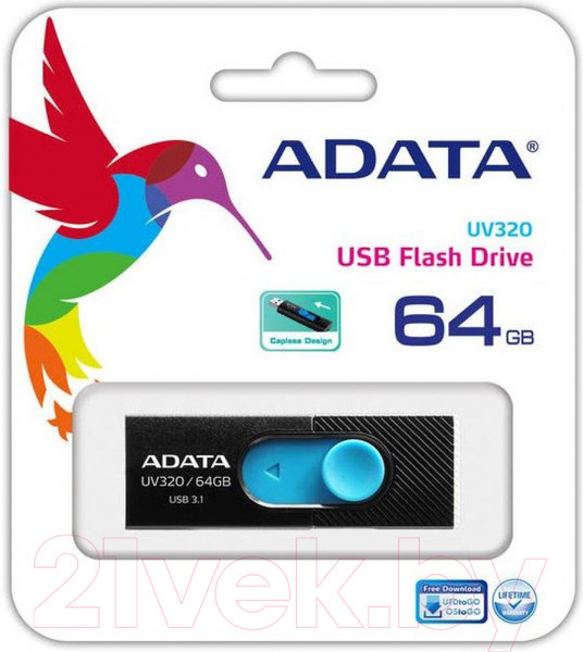 Изображение товара USB flash накопитель A-data UV320 64GB (AUV320-64G-RBKBL)