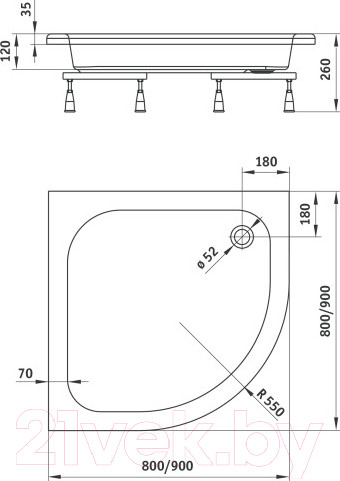 Изображение товара Душевой поддон Deante Plus II KTU 031B