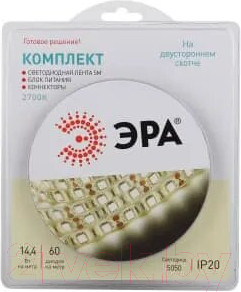 Изображение товара Светодиодная лента ЭРА 5050kit-14.4-60-12-IP20-2700-5m / Б0043066