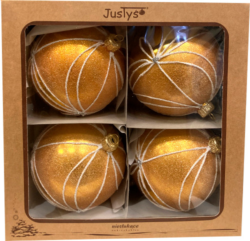 Изображение товара Набор шаров новогодних GreenTerra 100мм (4шт, рисунок)