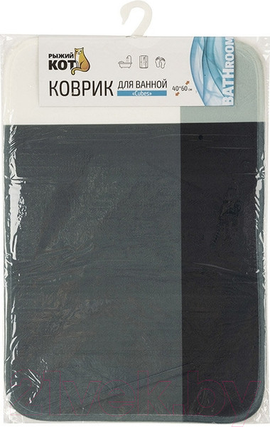 Изображение товара Коврик для ванной Рыжий кот Cubes / 102531 (серый/черный)