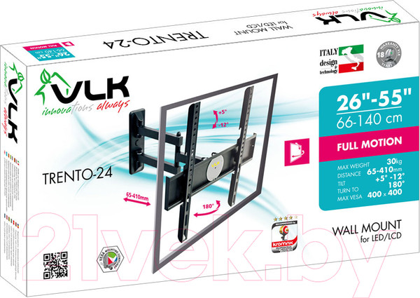 Изображение товара Кронштейн для телевизора VLK Trento-24 (черный)