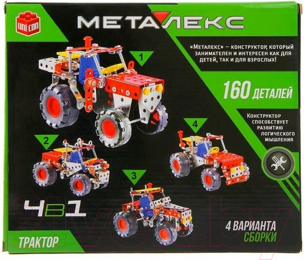 Изображение товара Конструктор Unicon Металекс Трактор 4 в 1 / 2424071 (160эл)