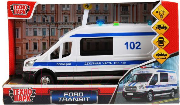 Изображение товара Автомобиль игрушечный Технопарк Ford Transit Полиция / TRANSITVAN-22PLPOL-WH