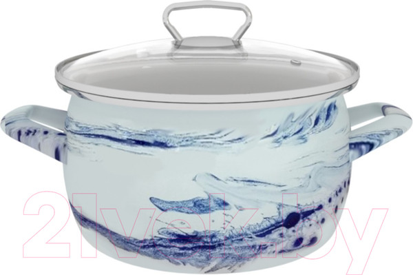 Изображение товара Кастрюля Сантэкс Шейк 1-2430111 (белый/синий)