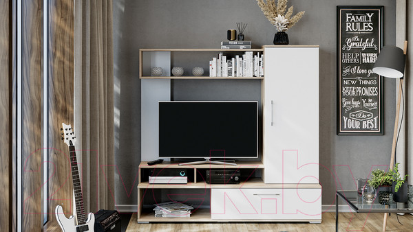 Изображение товара Стенка ТриЯ Сиена (дуб сонома/белый ясень)