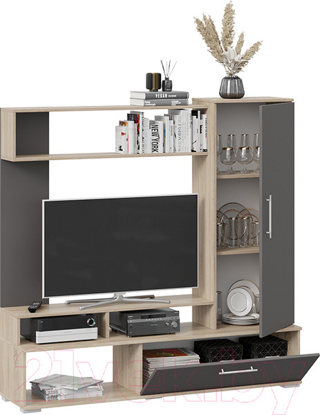 Изображение товара Стенка ТриЯ Сиена (дуб сонома/графит серый)