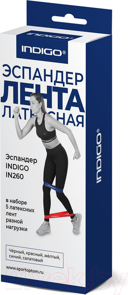 Изображение товара Набор эспандеров Indigo Sport IN260 (черный/красный/желтый/синий/салатовый )