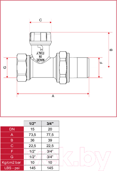 Изображение товара Вентильный кран Itap 3/4" DN20 2960034