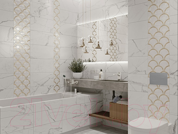 Изображение товара Декоративная плитка Beryoza Ceramica ВК Калакатта Мармо 2 белый (250x750)