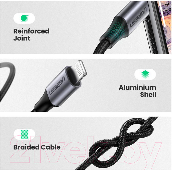 Изображение товара Кабель Ugreen US315 / 70509 (1м, черный)