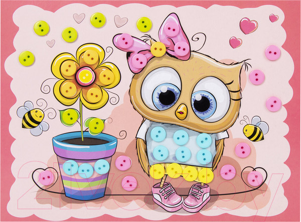 Изображение товара Набор для творчества Юнландия Аппликация из пуговиц. Забавная сова / 662391