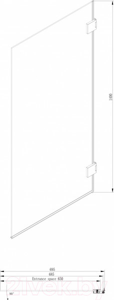 Изображение товара Стеклянная шторка для ванны Ambassador Bath Screens 70x140 / 16041101