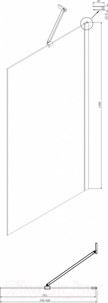 Изображение товара Стеклянная шторка для ванны Ambassador Bath Screens 80x140 / 16041207