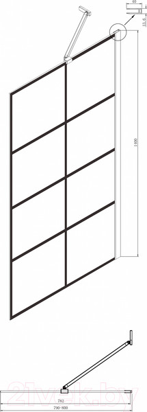 Изображение товара Стеклянная шторка для ванны Ambassador Bath Screens 80x140 / 16041209