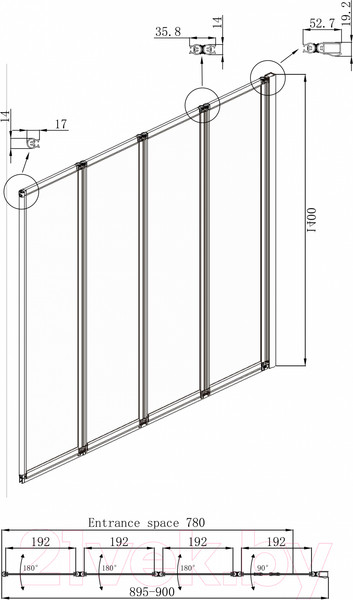 Изображение товара Стеклянная шторка для ванны Ambassador Bath Screens 90x140 / 16041110R