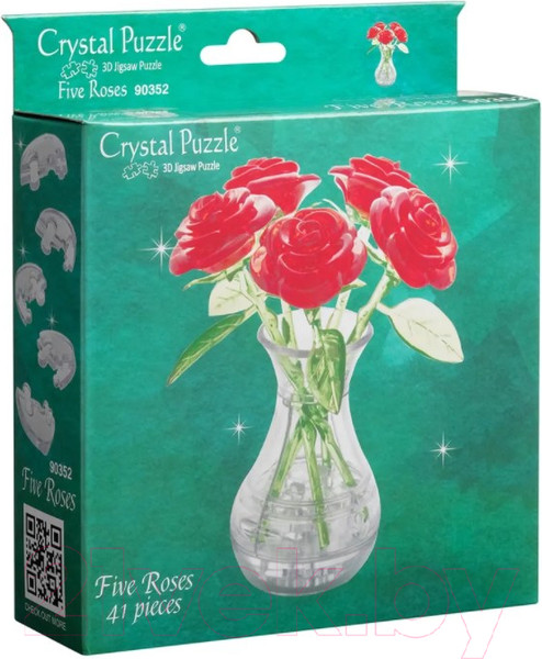 Изображение товара 3D-пазл Crystal Puzzle Букет в вазе / 90352 (красный)