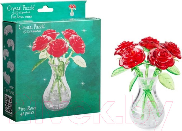 Изображение товара 3D-пазл Crystal Puzzle Букет в вазе / 90352 (красный)