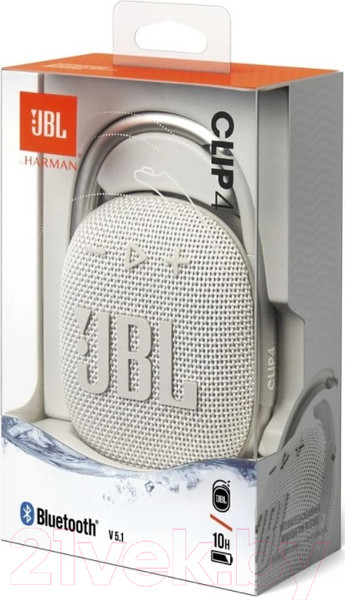 Изображение товара Портативная колонка JBL Clip 4 / JBLCLIP4WHT (белый)