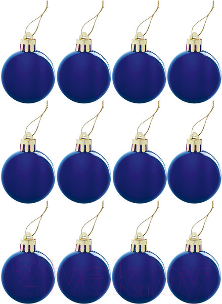 Изображение товара Набор шаров новогодних Золотая сказка 591122 (12шт, синий)