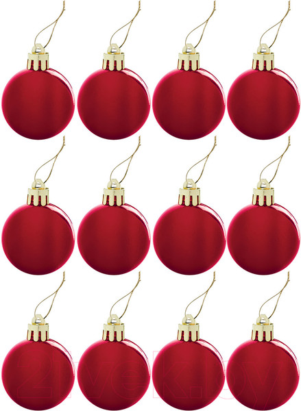 Изображение товара Набор шаров новогодних Золотая сказка 591123 (12шт, красный)