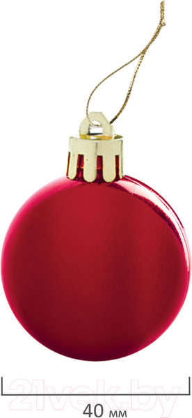 Изображение товара Набор шаров новогодних Золотая сказка 591123 (12шт, красный)