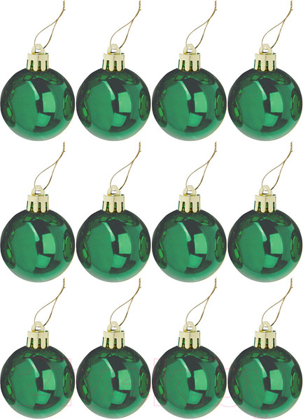 Изображение товара Набор шаров новогодних Золотая сказка 591126 (12шт, зеленый)