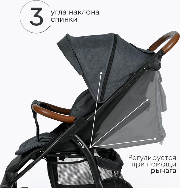 Изображение товара Детская прогулочная коляска Tomix Stella / HP-777 (серый)