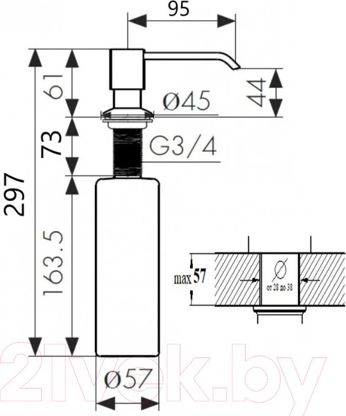 Изображение товара Дозатор встраиваемый в мойку Wisent W405-18