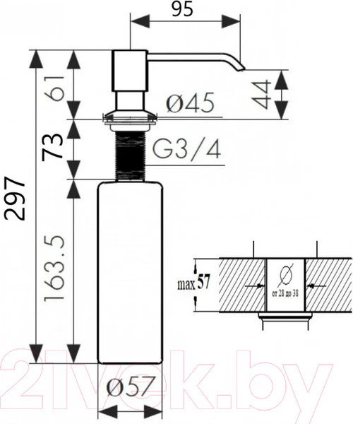 Изображение товара Дозатор встраиваемый в мойку Wisent W405-19