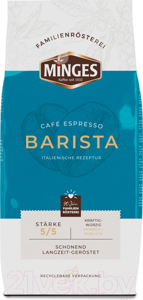 Изображение товара Кофе в зернах Minges Barista 50% арабика, 50% робуста (1кг)