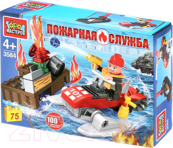 Изображение товара Конструктор Город мастеров Пожарник на гидроцикле / 3584-CY