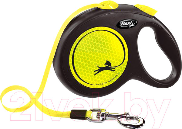 Изображение товара Поводок-рулетка Flexi New Neon ремень 5м / 31711 (L, неоново-желтый)