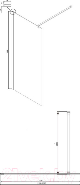 Изображение товара Душевая стенка Ambassador Walk-In 120x200 / 15031112