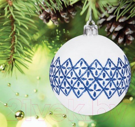 Изображение товара Набор шаров новогодних Золотая сказка Гжель / 591130 (4шт)