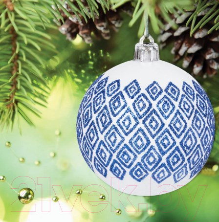 Изображение товара Набор шаров новогодних Золотая сказка Гжель / 591130 (4шт)